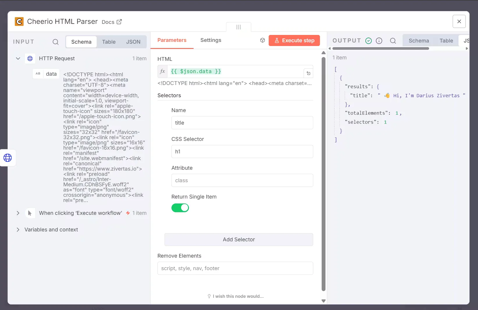 n8n-nodes-cheerio-html-parser properties